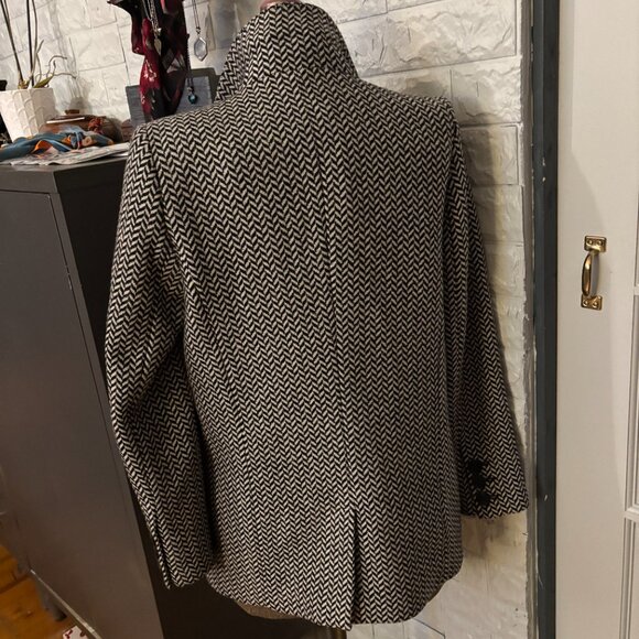 Anine Bing Diana Blazer – Italian Wool Blend in Gray & Black Fishbone- Size XS - Picture 4 of 8
